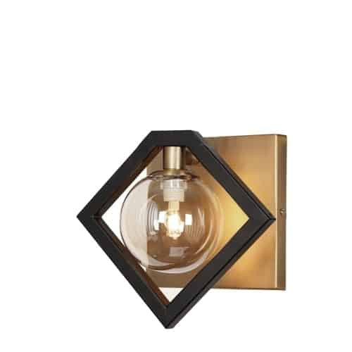 Dainolite Glasgow 1 Light Wall Sconce Matte Black/Vintage Bronze Finish Champagne Glass Lamp