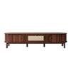 Rustic 67 Inch TV Cabinet with Rattan Sliding Doors and Drawers, Wood | Rustic Meuble TV 67 po avec Portes Coulissantes en Rotin et Tiroirs, Bois