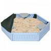 Diy Kids Sandbox With Waterproof Oxford Cover, Sand Playset Station With Bottom Fabric Liner, For 3-12 Years Old, Outdoor Indoor Backyard, Light Blue