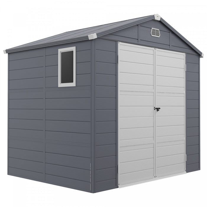 Outsunny 8' X 6' Plastic Garden Storage Shed With Air Vents, Dark Grey
