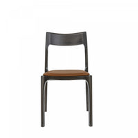 Moderno Modern Vegan Leather Wood Dining Chair in Saddle - Set of 2