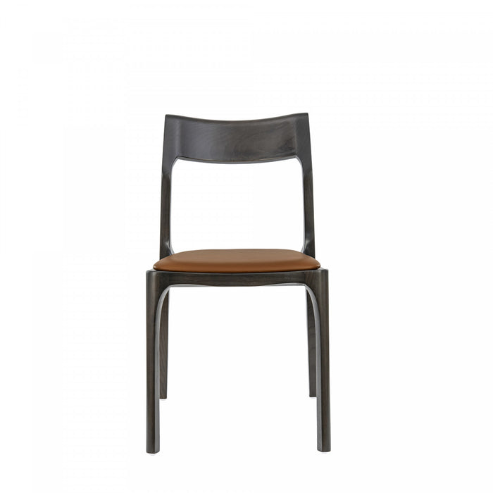 Moderno Modern Vegan Leather Wood Dining Chair in Saddle - Set of 2