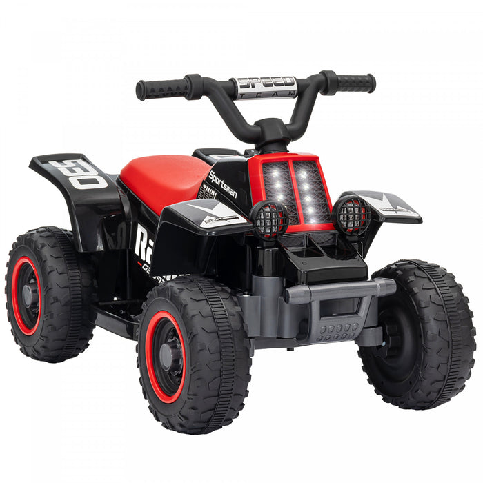 Qaba 6v Kids Atv Quad, 4 Wheeler Battery Powered Ride-On Electric Ride On Car With Led Headlights, Forward Backward, For Boys And Girls, Black