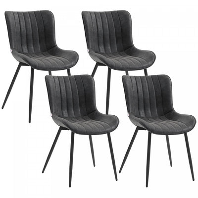 HOMCOM Dining Chairs Set of 4 with Backrest and Steel Legs, Black