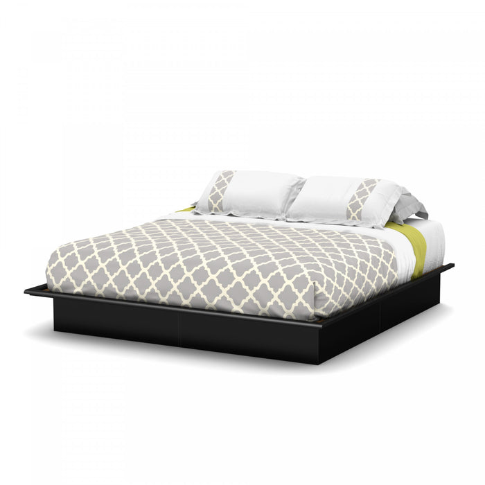 Step One Platform Bed with Moulding Pure Black - South Shore King Bed