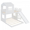 Marico Twin Over Solid Wood Full Bunk Bed With Slide, Playhouse Design, White