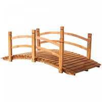 Outsunny 5ft Wooden Garden Bridge Classic Arc Footbridge With Guardrails For Stream Pond Walkway, Or