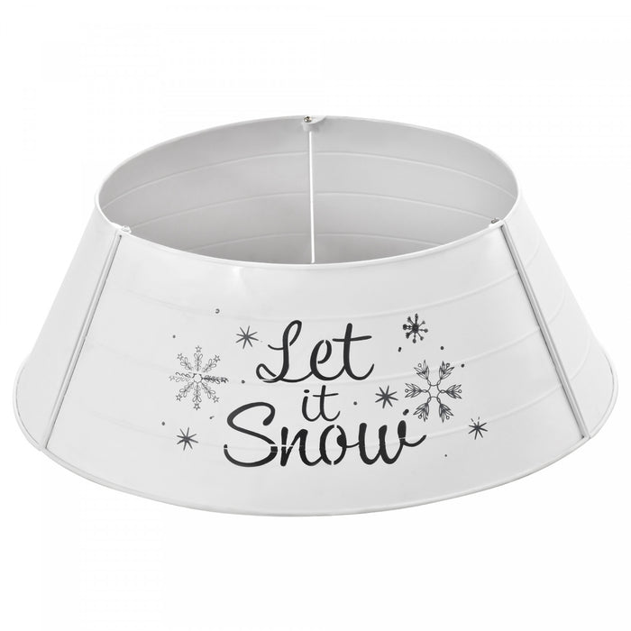 Homcom 26 Inch Metal Christmas Tree Collar, Xmas Tree Base Cover, White