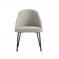 Gracie Modern Metal Vegan Leather Dining Chair in Stone Gray and Black 