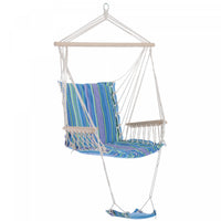Outsunny Patio Hammock Chair, Portable Hanging Cotton Rope Hammock Swing Chair Sleeping Bed Seat Wit