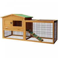 Pawhut Solid Wood Rabbit Hutch Bunny Cage Pet Guinea Pig House Outdoor Small Animal Habitat W/ Ramp,