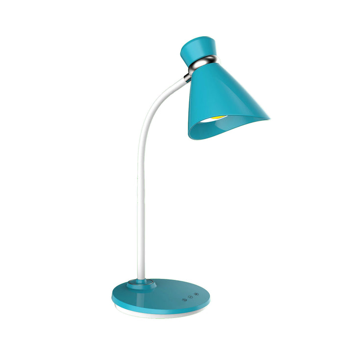 Dainolite LED Table Lamp 6w White Finish Blue/White Shade
