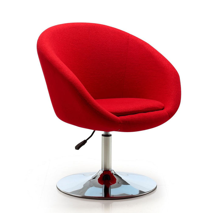 Manhattan Comfort Hopper Polished Chrome Wool Blend Adjustable Height Chair - Red