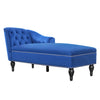 Serena Velvet Chaise Lounge with Button Tufting and Nailhead Trim, Blue | Serena Chaise Longue en Velours a Capitonnage Boutonne et Clous Decoratifs, Bleu