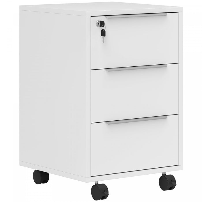 HOMCOM Vertical Filing Cabinet with Lock, 3-Drawer File Cabinet, White