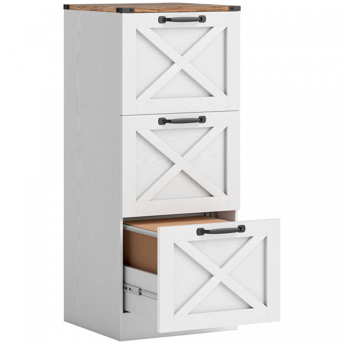 HOMCOM 3 Drawer File Cabinet, Filing Cabinet Fits Letter/A4 Size, White