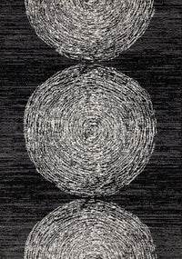 Florence Black Grey White Tree Ring Design Rug, 6'7