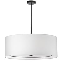 Dainolite Porscha 4 Light Pendant Large Matte Black White Shade Lamp