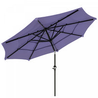 Outsunny 10.7ft Patio Umbrella, 4 Tiers Parasol With Crank, 8 Ribs, Purple