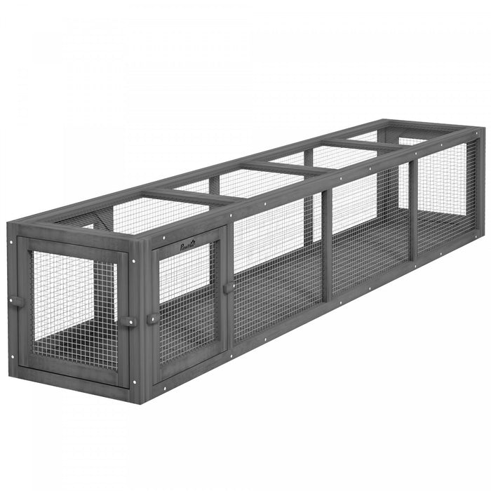 Pawhut 79\" Long Cat Tunnel, Cat Shelter L- Shape With Extendable Design, Cat Enclosure For Indoor/outdoor Use With Weather Protection, Removable Door, Lead Grey