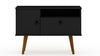Manhattan Comfort Tribeca 35.43\" Mid-Century Modern TV Stand with Solid Wood Legs - Black