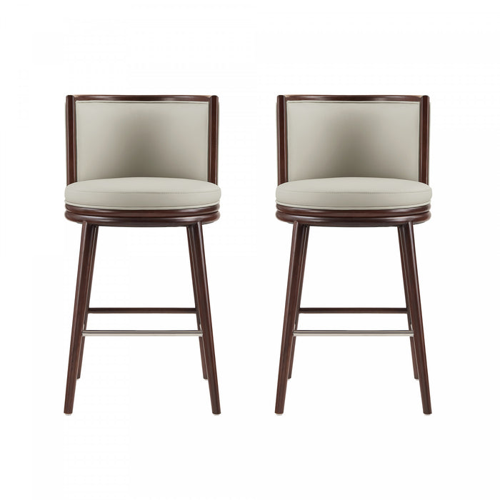 Evalyn Modern Wood Upholstered Barstool in Stone - Set of 2