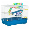 Pawhut 31\" Large Hamster Cage, Small Animal House, Multi-storey Gerbil Haven, Tunnel Tube System, With Water Bottle, Exercise Wheel, Food Dish, Ramps, Blue