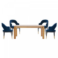 Carrington and Rockaway Modern Industry Chic 5-Piece Dining Set in Midnight Blue and Natural 