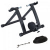 Soozier Foldable Indoor Bike Trainer, Stationary Bicycle Stand For Riding Exercise, 26-28\" & 700c Wheels, Quick Release Skewer & Front Wheel Riser Block Included, Black