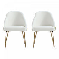Gracie Modern Vegan Leather Metal Dining Chair in White and Gold - Set of 2