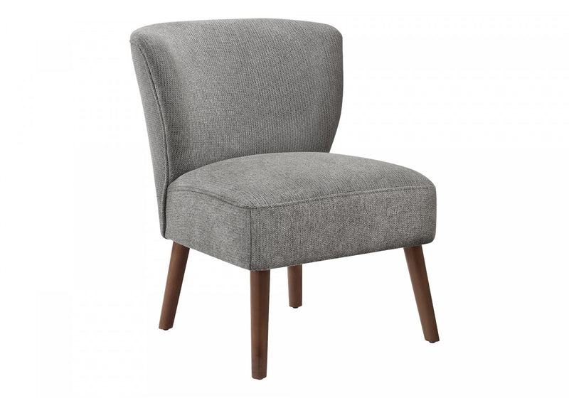 Monarch Specialties - Accent Chair, 33\" H, Upholstered, Living Room, Bedroom, Grey Fabric, Walnut Wood Legs