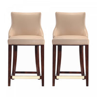 Shubert Modern Wood Upholstered Counter Stool in Tan - Set of 2 