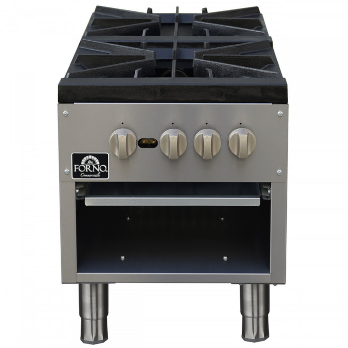 FORNO Commerciale Gas Stock Pot, 2 Burners, 160,000 BTU, Stainless Steel - FCMSP0094-18