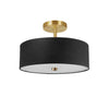 Dainolite Everly 3 Light Semi-flush Mount Aged Brass Black Shade Lamp