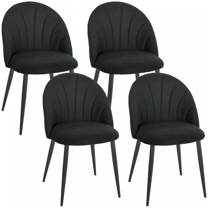 HOMCOM Dining Chairs Set of 4 Kitchen Chairs with Metal Legs Black