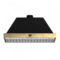 Forno Vittorio 48-Inch Wall Mount Range Hood, Black with Antique Brass Trim -FRHWM5078-48BLK