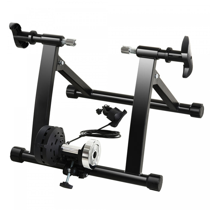 Soozier Indoor Bike Trainer Magnetic Bicycle Stand With Quick Release Skewer, 5 Levels Resistance, Black