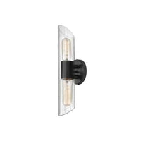 Dainolite Samantha 2 Light Vanity Light Short Matte Black Clear Fluted Glass Lamp