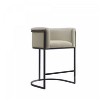 Cosmopolitan Mid-Century Modern Metal Upholstered Counter Stool in Stone Gray 