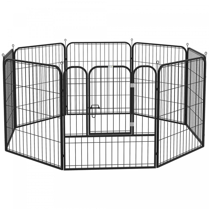Pawhut 8 Panel Pet Playpen Play Yard Fence Home Diy Heavy-duty Metal Foldable Indoor Outdoor 31\" X 31\"