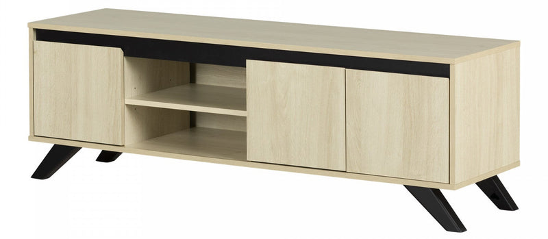 Flam 59\" TV Stand with Doors - Bleached Oak