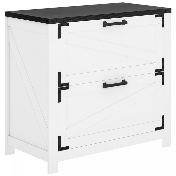 HOMCOM 2 Drawer File Cabinet Lateral Filing Cabinet for Home Office, White