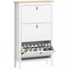 HOMCOM Shoe Cabinet with 3 Flip Drawers, Narrow Shoe Storage Cabinet, White