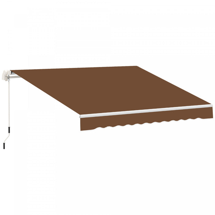 Outsunny 10' X 8' Manual Retractable Awning Shelter W/ Crank, Coffee