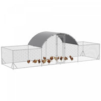 Pawhut Chicken Run, 23' X 6.6' Metal Chicken Coop With Waterproof And Anti-uv Cover, Dome Roof, Door