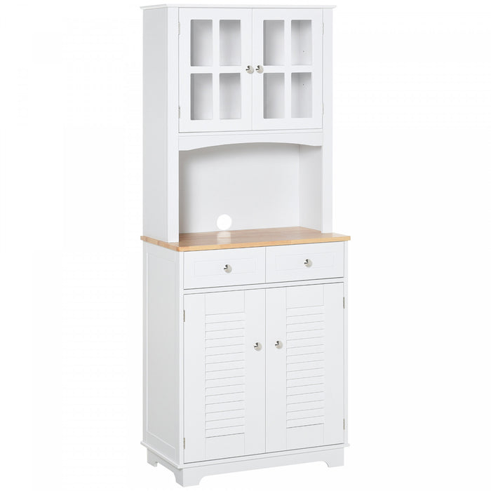 HOMCOM Coastal Kitchen Buffet and Hutch Wooden Cabinet Dining Room