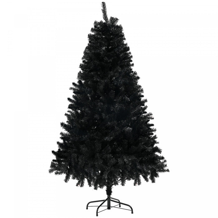 Homcom 5ft Artificial Christmas Tree With Auto Open, Steel Base, Black