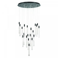 Celine 20 Light Integrated Led Chandelier, Brass With Laser Lined Glass Rods Lamp 
