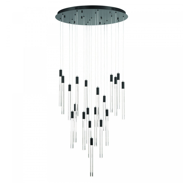 Celine 20 Light Integrated Led Chandelier, Brass With Laser Lined Glass Rods