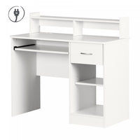 Axess Office Desk with Keyboard Tray and Drawer with USB Port Pure White - South Shore 